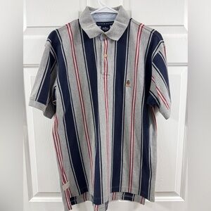 Tommy Hilfiger Gray Polo with Red and Blue Stripes